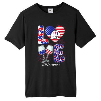 Womens LOVE Costume Waitress 4th July American Flag Fireworks Tall Fusion ChromaSoft Performance T-Shirt