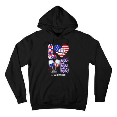 Womens LOVE Costume Waitress 4th July American Flag Fireworks Tall Hoodie