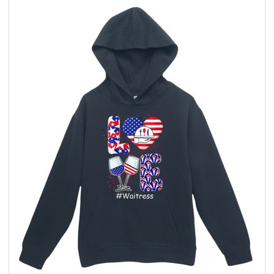 Womens LOVE Costume Waitress 4th July American Flag Fireworks Urban Pullover Hoodie