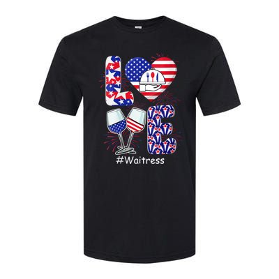 Womens LOVE Costume Waitress 4th July American Flag Fireworks Softstyle CVC T-Shirt