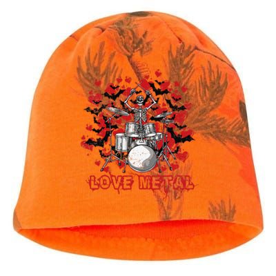 Women's Love Drummer Metal Skeleton Valentine's Day Drum Kati - Camo Knit Beanie