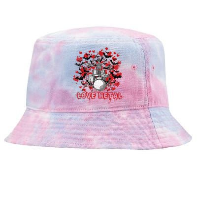 Women's Love Drummer Metal Skeleton Valentine's Day Drum Tie-Dyed Bucket Hat