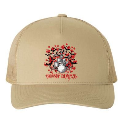 Women's Love Drummer Metal Skeleton Valentine's Day Drum Yupoong Adult 5-Panel Trucker Hat