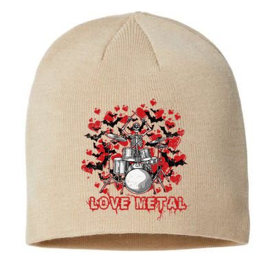 Women's Love Drummer Metal Skeleton Valentine's Day Drum Sustainable Beanie