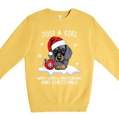 Who Loves Dachshund And Christmas Dachshund Xmas Premium Crewneck Sweatshirt