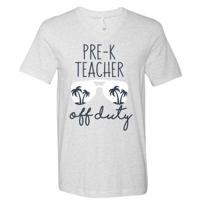 Wo Last Day of School for Teacher Wo PreK Teacher Off Duty V-Neck T-Shirt