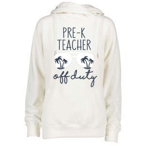 Wo Last Day of School for Teacher Wo PreK Teacher Off Duty Womens Funnel Neck Pullover Hood