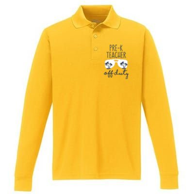 Wo Last Day of School for Teacher Wo PreK Teacher Off Duty Performance Long Sleeve Polo