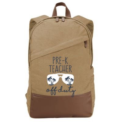 Wo Last Day of School for Teacher Wo PreK Teacher Off Duty Cotton Canvas Backpack