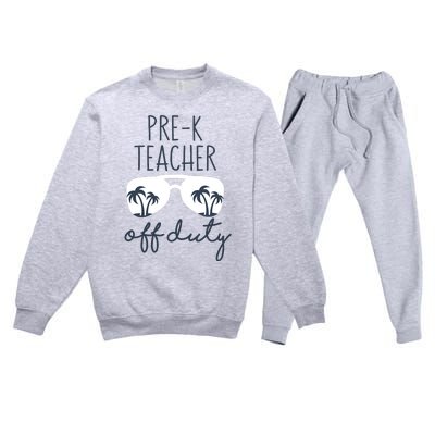 Wo Last Day of School for Teacher Wo PreK Teacher Off Duty Premium Crewneck Sweatsuit Set