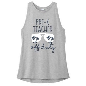 Wo Last Day of School for Teacher Wo PreK Teacher Off Duty Ladies PosiCharge Tri-Blend Wicking Tank