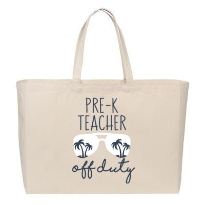 Wo Last Day of School for Teacher Wo PreK Teacher Off Duty Cotton Canvas Jumbo Tote