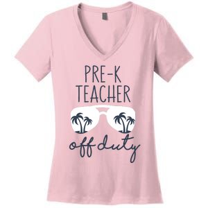 Wo Last Day of School for Teacher Wo PreK Teacher Off Duty Women's V-Neck T-Shirt