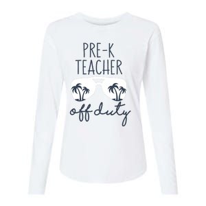 Wo Last Day of School for Teacher Wo PreK Teacher Off Duty Womens Cotton Relaxed Long Sleeve T-Shirt