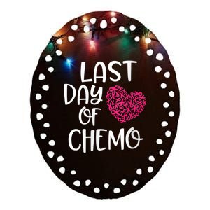 Wo Last Day of Chemo Breast Cancer Survivor Chemotherapy Bell Ceramic Oval Ornament