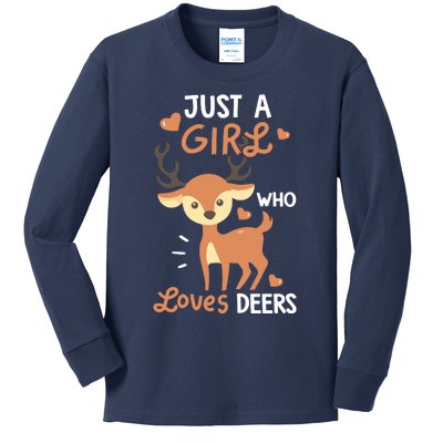 Who Loves Deers Cute Deer Lover Gifts Kids Long Sleeve Shirt