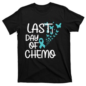 Women Last Day Of Chemo Cute Graphic Ovarian Cancer Awareness Vneck T-Shirt