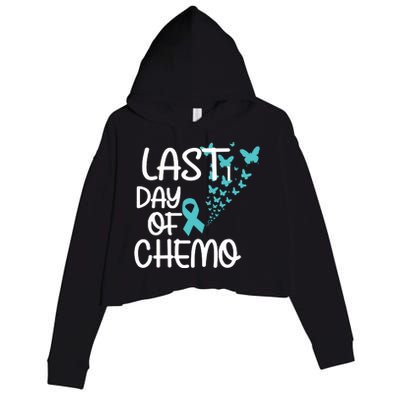 Women Last Day Of Chemo Cute Graphic Ovarian Cancer Awareness Vneck Crop Fleece Hoodie