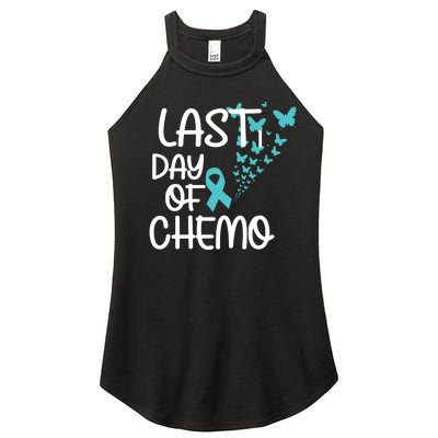 Women Last Day Of Chemo Cute Graphic Ovarian Cancer Awareness Vneck Women’s Perfect Tri Rocker Tank