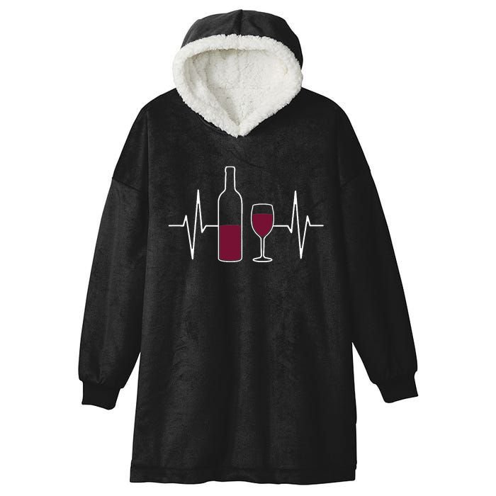 Wine Lover Ekg Heartbeat Line Hooded Wearable Blanket