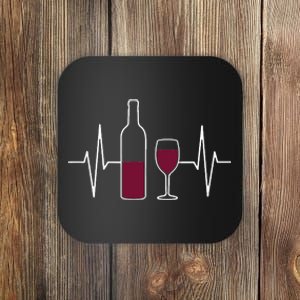 Wine Lover Ekg Heartbeat Line Coaster