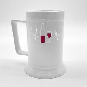 Wine Lover Ekg Heartbeat Line Beer Stein