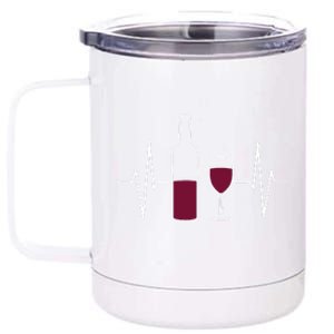 Wine Lover Ekg Heartbeat Line 12 oz Stainless Steel Tumbler Cup