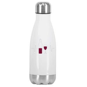 Wine Lover Ekg Heartbeat Line Stainless Steel Insulated Water Bottle