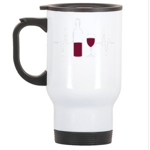 Wine Lover Ekg Heartbeat Line Stainless Steel Travel Mug