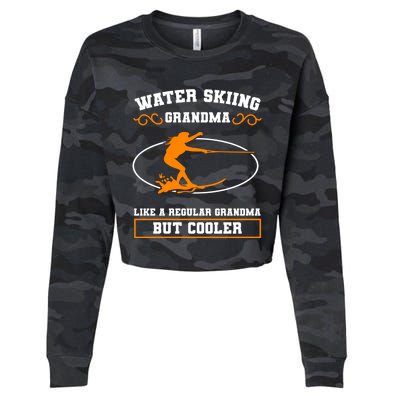 Wave Lover Extreme Sports Water Skiing Grandma Cute Gift Cropped Pullover Crew