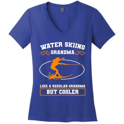 Wave Lover Extreme Sports Water Skiing Grandma Cute Gift Women's V-Neck T-Shirt