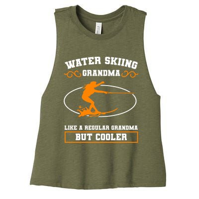 Wave Lover Extreme Sports Water Skiing Grandma Cute Gift Women's Racerback Cropped Tank