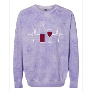 Wine Lover Ekg Heartbeat Line Colorblast Crewneck Sweatshirt