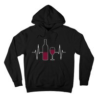 Wine Lover Ekg Heartbeat Line Hoodie