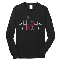 Wine Lover Ekg Heartbeat Line Long Sleeve Shirt