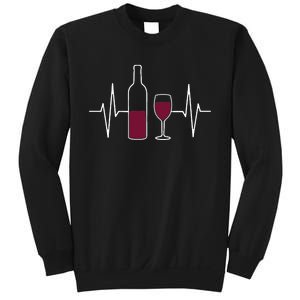 Wine Lover Ekg Heartbeat Line Sweatshirt