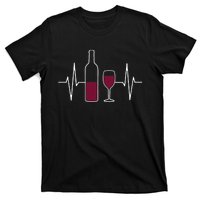 Wine Lover Ekg Heartbeat Line T-Shirt