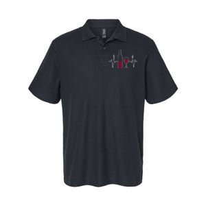 Wine Lover Ekg Heartbeat Line Softstyle Adult Sport Polo