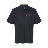 Wine Lover Ekg Heartbeat Line Softstyle Adult Sport Polo