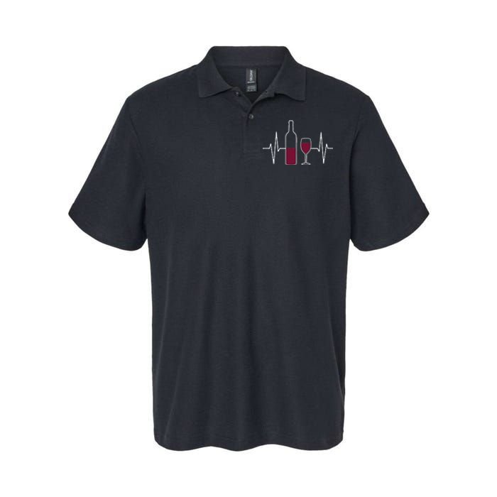 Wine Lover Ekg Heartbeat Line Softstyle Adult Sport Polo