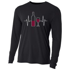 Wine Lover Ekg Heartbeat Line Cooling Performance Long Sleeve Crew