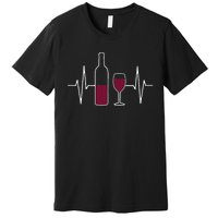 Wine Lover Ekg Heartbeat Line Premium T-Shirt