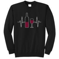 Wine Lover Ekg Heartbeat Line Tall Sweatshirt