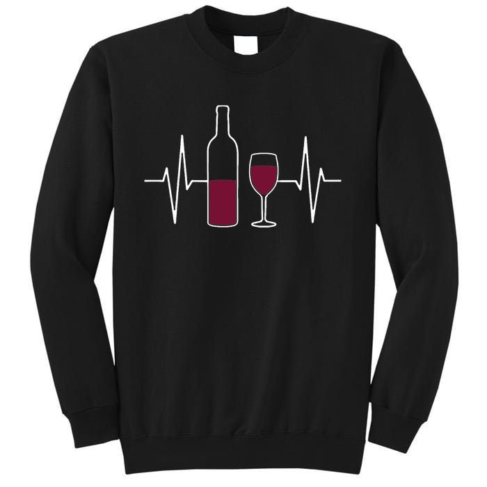 Wine Lover Ekg Heartbeat Line Tall Sweatshirt