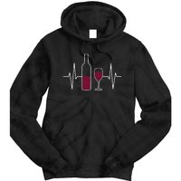 Wine Lover Ekg Heartbeat Line Tie Dye Hoodie