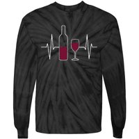 Wine Lover Ekg Heartbeat Line Tie-Dye Long Sleeve Shirt