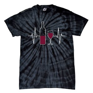 Wine Lover Ekg Heartbeat Line Tie-Dye T-Shirt