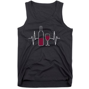 Wine Lover Ekg Heartbeat Line Tank Top