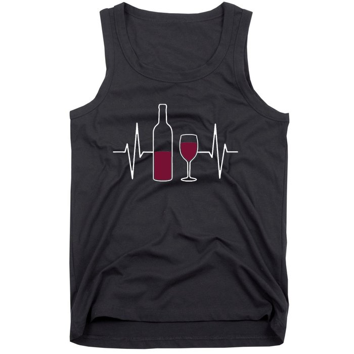 Wine Lover Ekg Heartbeat Line Tank Top