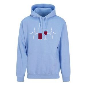 Wine Lover Ekg Heartbeat Line Unisex Surf Hoodie